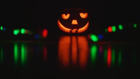 Halloween pumpkin with hands light Stock Footage 97503336