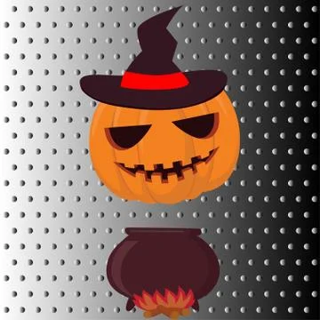 Halloween pumpkin with hat on fire Stock Illustration