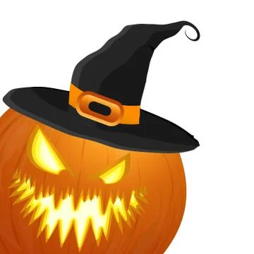 Halloween pumpkin with hat Stock Illustration