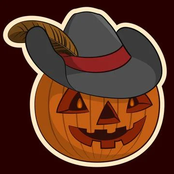 Halloween Pumpkin in the Hat Stock Illustration