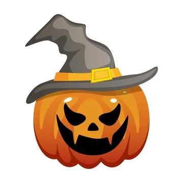 Halloween pumpkin in a hat, vector Character. October holiday Stock Illustration