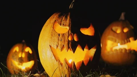 Halloween pumpkin head jack lantern Stock Footage