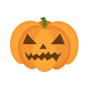 Halloween pumpkin icon flat style. Isolated on white background. Vector Stock Illustration