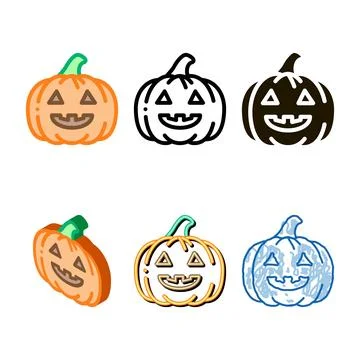 Halloween pumpkin icon stylized vector outline Stock Illustration