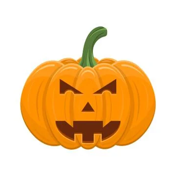 Halloween pumpkin isolated on white background. Cartoon orange pumpkin with s Stock Illustration