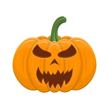 Halloween pumpkin isolated on white background. Cartoon orange pumpkin with s Stock Illustration