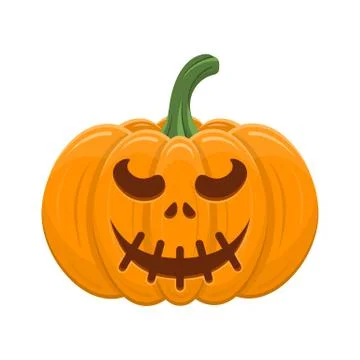 Halloween pumpkin isolated on white background. Cartoon orange pumpkin with s Stock Illustration