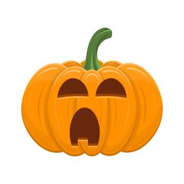Halloween pumpkin isolated on white background. Cartoon orange pumpkin with s Stock Illustration