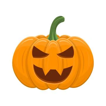 Halloween pumpkin isolated on white background. Cartoon orange pumpkin with s Stock Illustration