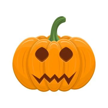 Halloween pumpkin isolated on white background. Cartoon orange pumpkin with s Stock Illustration