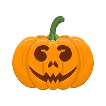 Halloween pumpkin isolated on white background. Cartoon orange pumpkin with s Stock Illustration