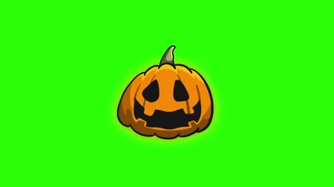 Halloween Pumpkin Jack-o-lantern on Green Screen. Stock Footage 318467640