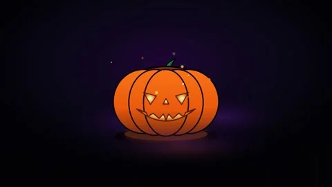 Halloween Pumpkin Jack-O-Lantern Glowing Loop Video stock 347409489