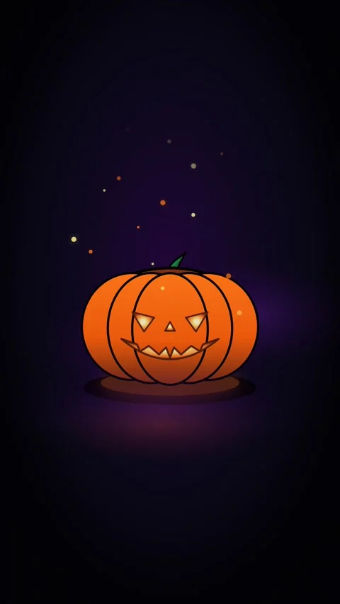 Halloween Pumpkin Jack-O-Lantern Glowing Loop Vertical 9:16 Video stock 347409490