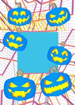 Halloween pumpkin, Jack O' Lantern geometrical graphic retro theme backgrou.. Stock Illustration