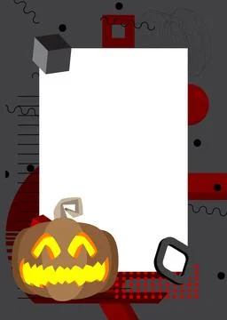 Halloween pumpkin, Jack O' Lantern geometrical graphic retro theme backgrou.. Stock Illustration