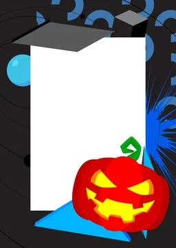 Halloween pumpkin, Jack O' Lantern geometrical graphic retro theme backgrou.. Stock Illustration