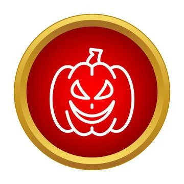 Halloween pumpkin jack o' lantern icon in red circle Stock Illustration