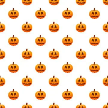 Halloween pumpkin jack o lantern seamless repeating pattern background Illustrazione stock