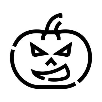Halloween pumpkin jack o lantern scary face line icon Stock Illustration