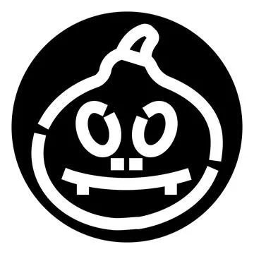 Halloween pumpkin jack o' lantern black and white circle icon Stock Illustration