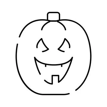 Halloween pumpkin jack o lantern icon line art smiling Stock Illustration