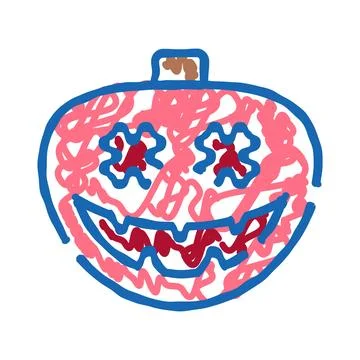 Halloween pumpkin jack o lantern doodle with spooky smile Stock Illustration