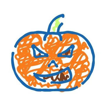 Halloween pumpkin jack o lantern doodle drawing artwork Stock Illustration
