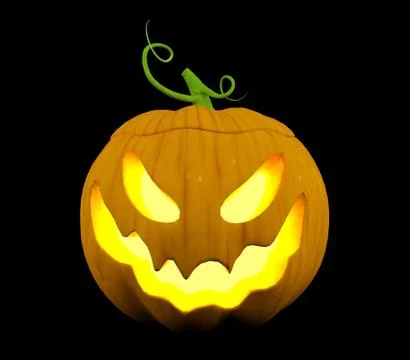 Halloween pumpkin, Jack O'Lantern, isolated on black background, 3D rendering Stock Illustration