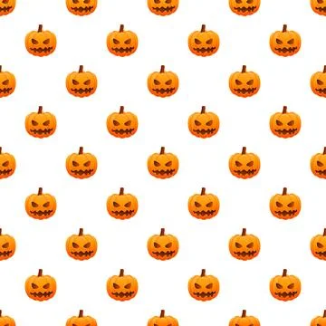 Halloween pumpkin jack o'lantern seamless pattern background Stock Illustration