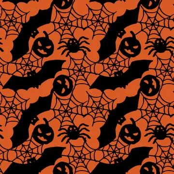 Halloween pumpkin jack seamless pattern Stock Illustration