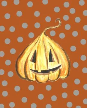 Halloween pumpkin Jack set, isolated object on background, watercolor hand dr Stock Illustration