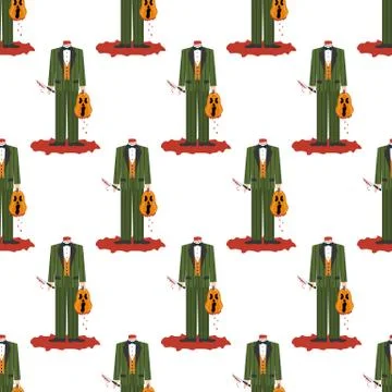 Halloween pumpkin killer seamless pattern Stock Illustration