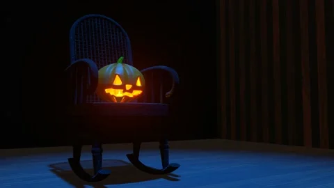 Halloween pumpkin lantern with a candle inside 3D 4K loop-able background Stock Footage 203818362