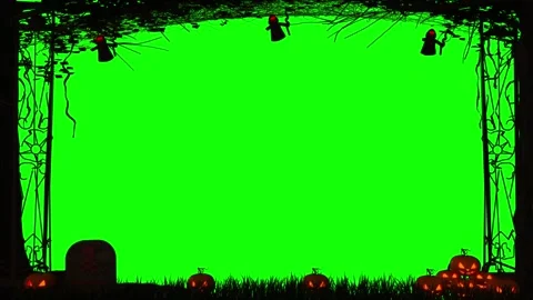 Halloween pumpkin lantern glowing at night. Spooky jack-o-lantern decoration in Stock Footage 340607718