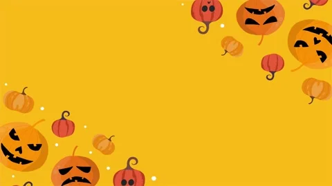 Halloween pumpkin lantern pattern on orange spooky background Stock Footage 317748837