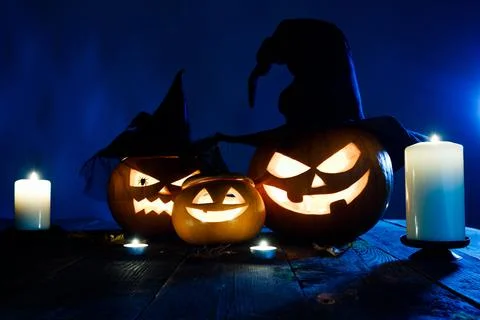 Halloween pumpkin lanterns Stock Photos
