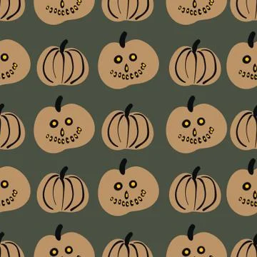 Halloween pumpkin lanterns seamless vector pattern Stock Illustration