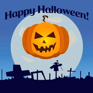 Halloween pumpkin laughs Stock Illustration