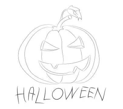 Halloween pumpkin with lines, vector Stock Illustration