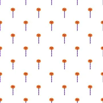 Halloween pumpkin lollipop pattern with spooky treats Stock Illustration