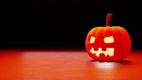 Halloween pumpkin loop animation on black background 3d Stock Footage 207114065