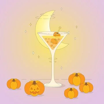 Halloween pumpkin martini Stock Illustration