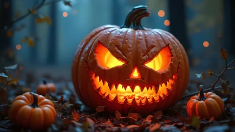 Halloween pumpkin at night Stock Footage 287414574
