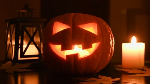 Halloween pumpkin or Jack o'Lantern Stock Footage 135660640