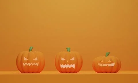 Halloween pumpkin on orange background. 3D render illustration Stock Illustration
