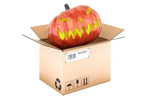 Halloween Pumpkin with parcel, 3D rendering Illustration