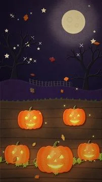 Halloween Pumpkin Patch Stop Motion Background Image Stock Illustration