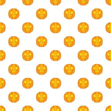 Halloween pumpkin pattern, cartoon style Stock Illustration