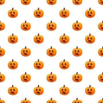 Halloween pumpkin pattern featuring scared jack o' lanterns Stock Illustration